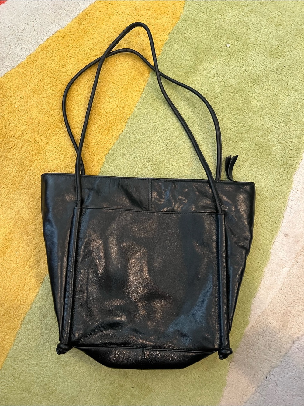 latico Black Leather Shoulder Tote with Double Straps